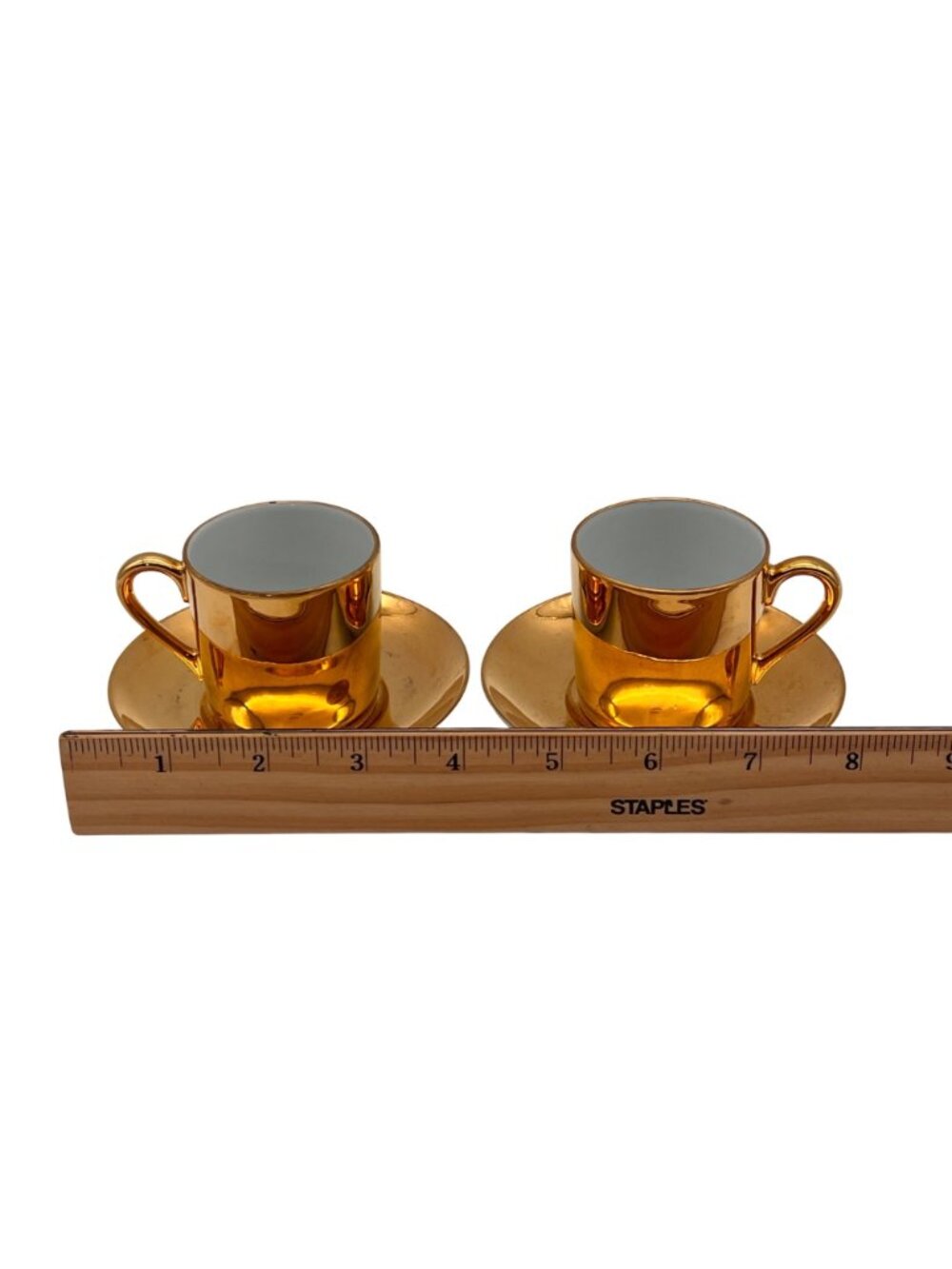 Vintage Fitz & Floyd FF Japan Gold Porcelain Espresso Tea Cup & Saucer Set Of 2 - Picture 5 of 13